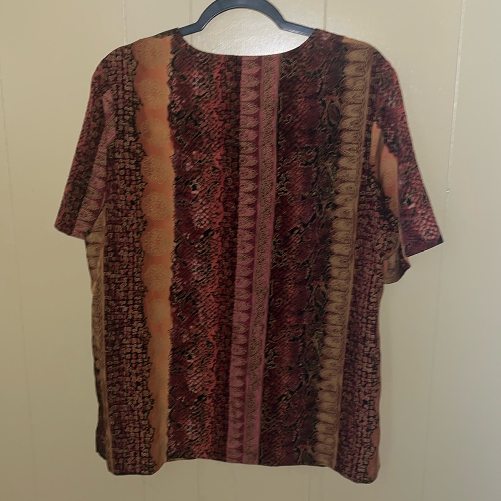 Vintage Ashley Stewart Size 16W Multicolor V-Neck Blouse Casual Old Money Office - Picture 4 of 9